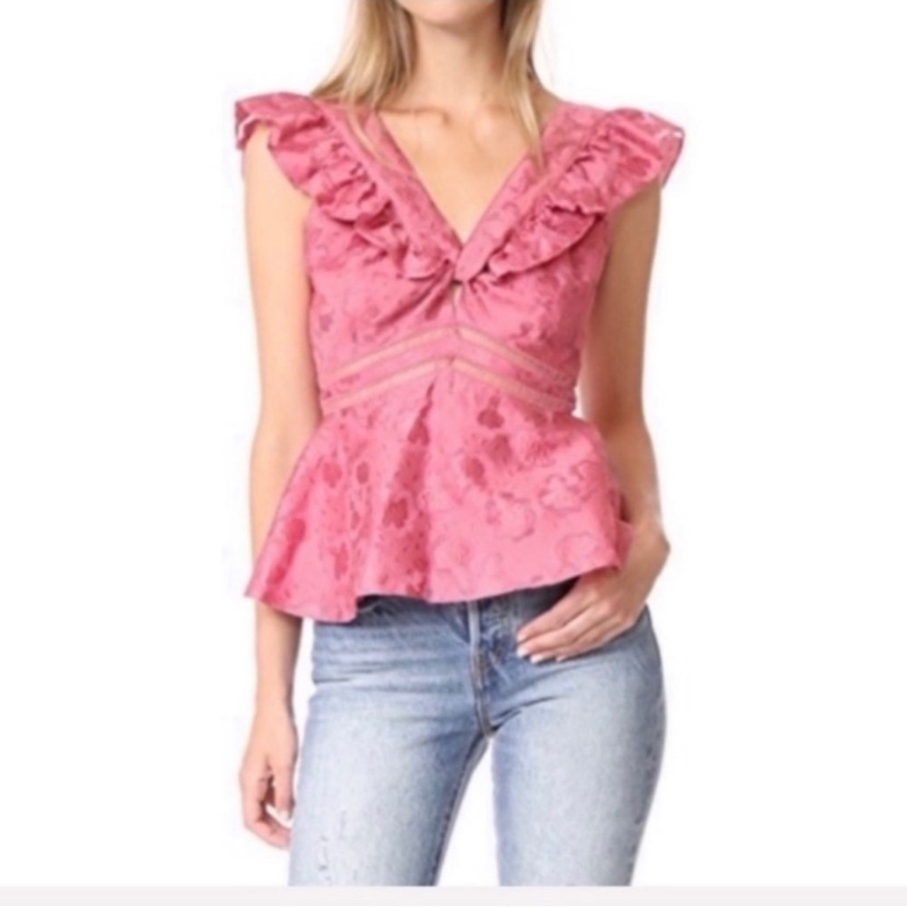 NWT Rebecca Taylor pink ruffle top 6